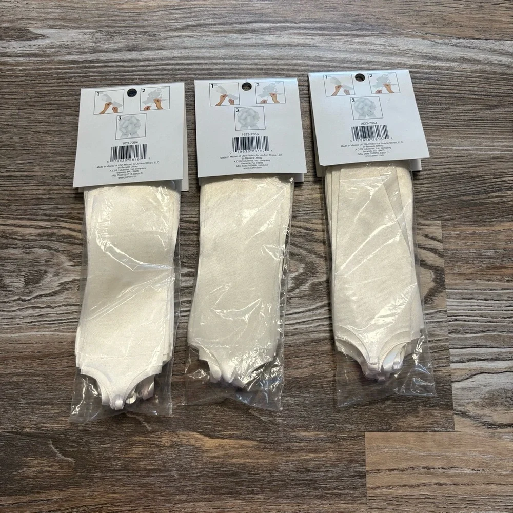 Save The Date White Satin Instant Bows 3 Packs of 3 NWT